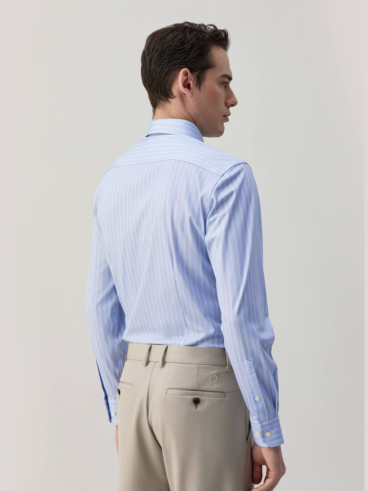Blue Striped Silk High-Stretch Shirt