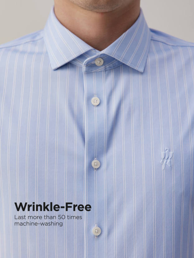 Blue Striped Silk High-Stretch Shirt