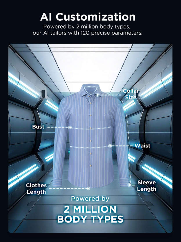 Blue Striped Silk High-Stretch Shirt