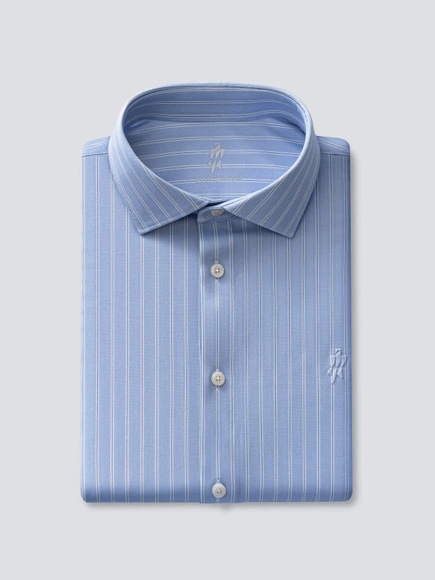 Blue Striped Silk High-Stretch Shirt