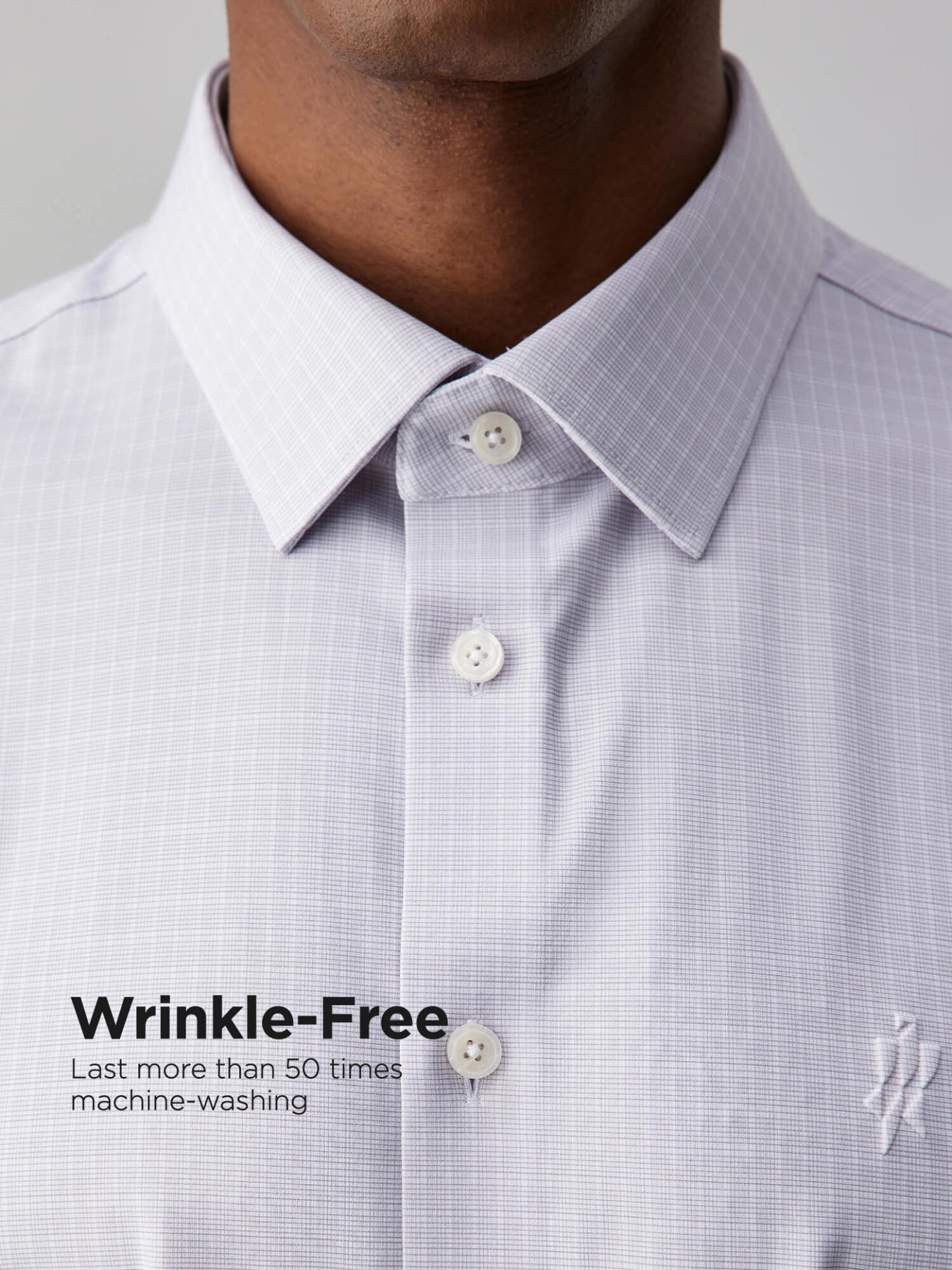 Heather Gray Plaid Silk High-Stretch Shirt