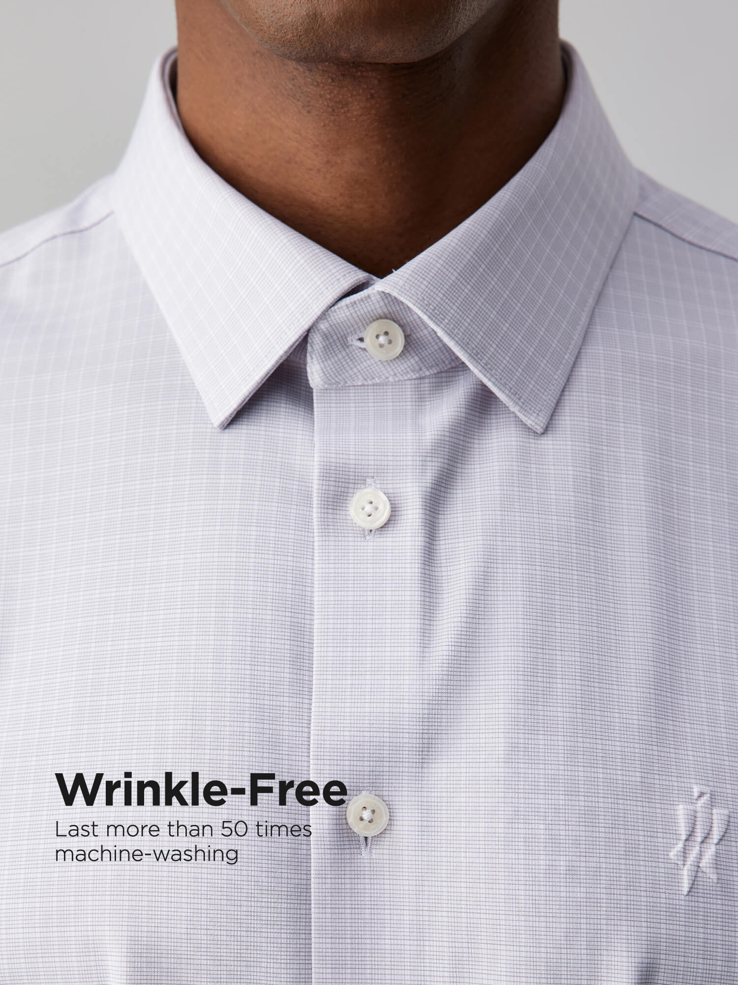 Heather Gray Plaid Silk High-Stretch Shirt