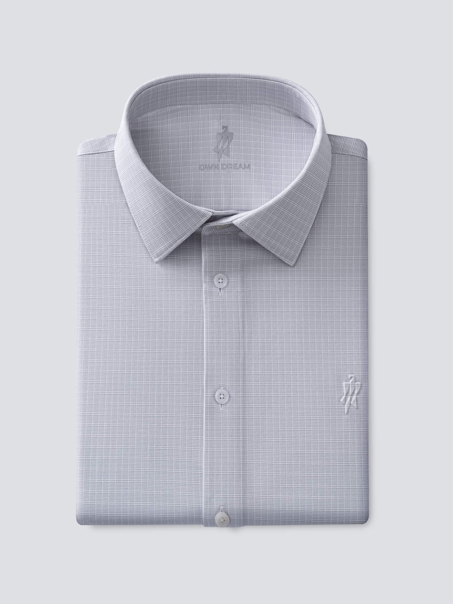 Heather Gray Plaid Silk High-Stretch Shirt