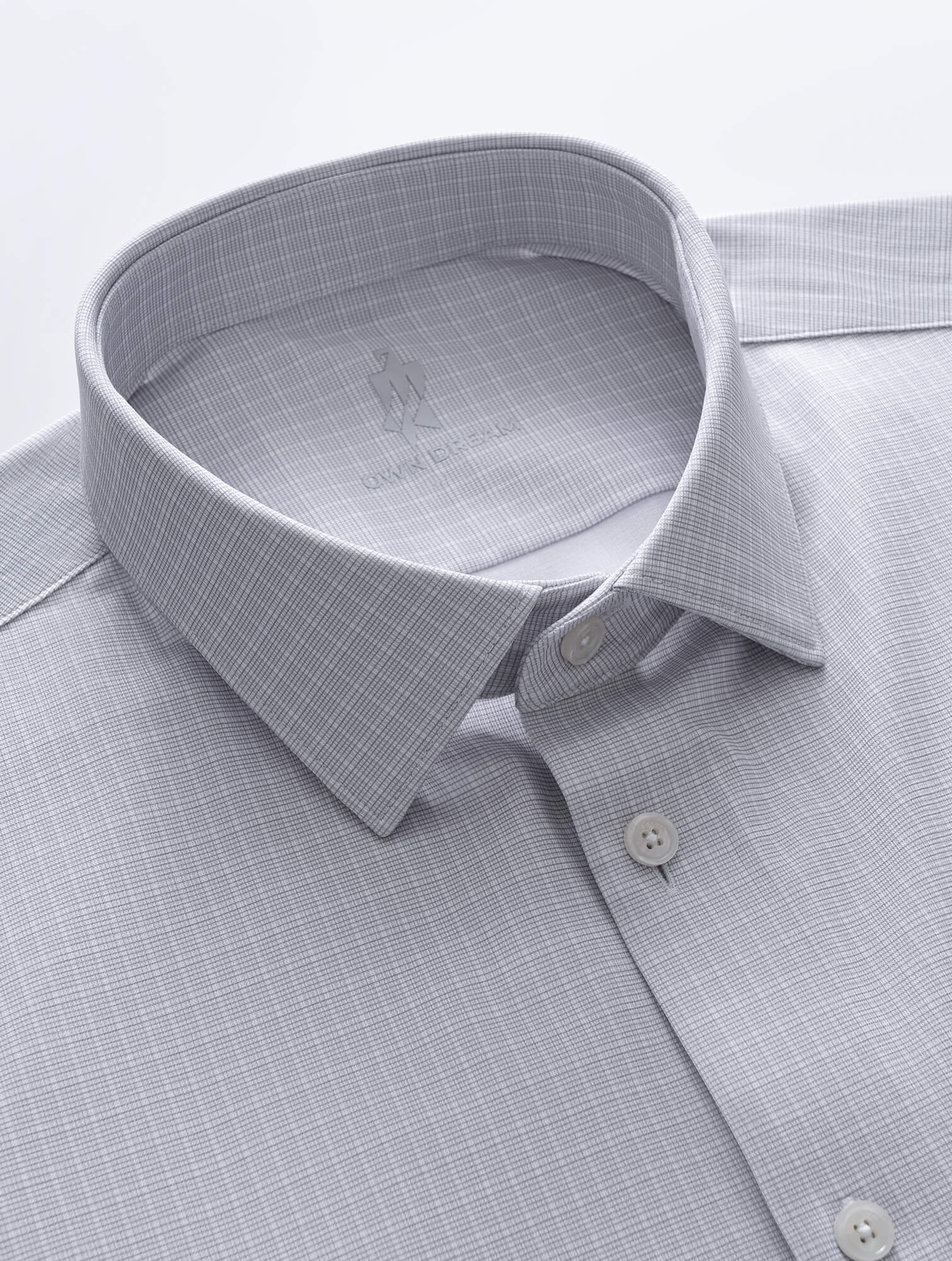 Heather Gray Plaid Silk High-Stretch Shirt