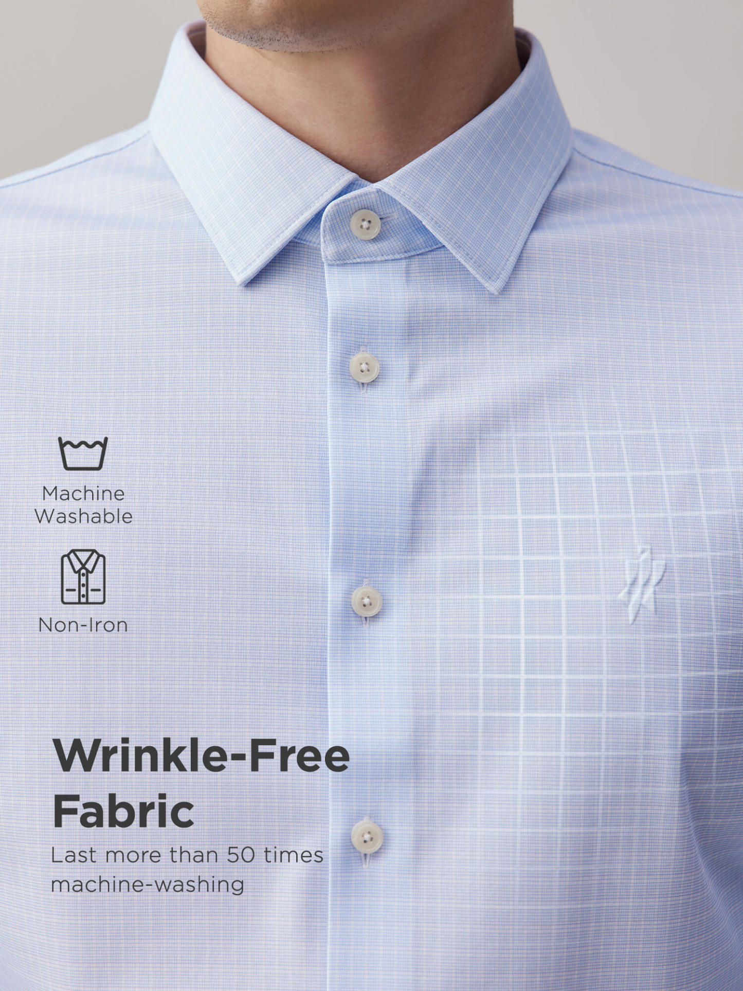 Mist Blue Check Silk High-Stretch Shirt