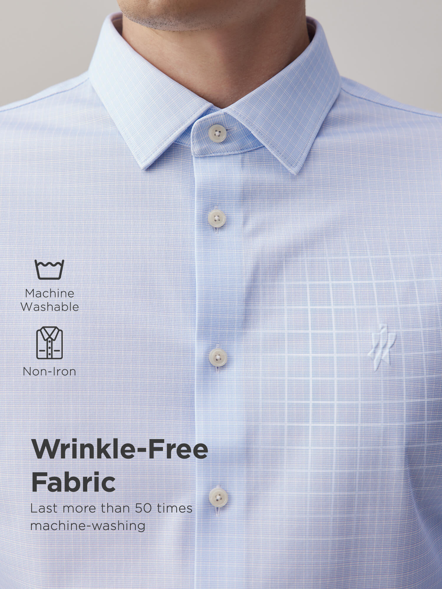 Mist Blue Check Silk High-Stretch Shirt