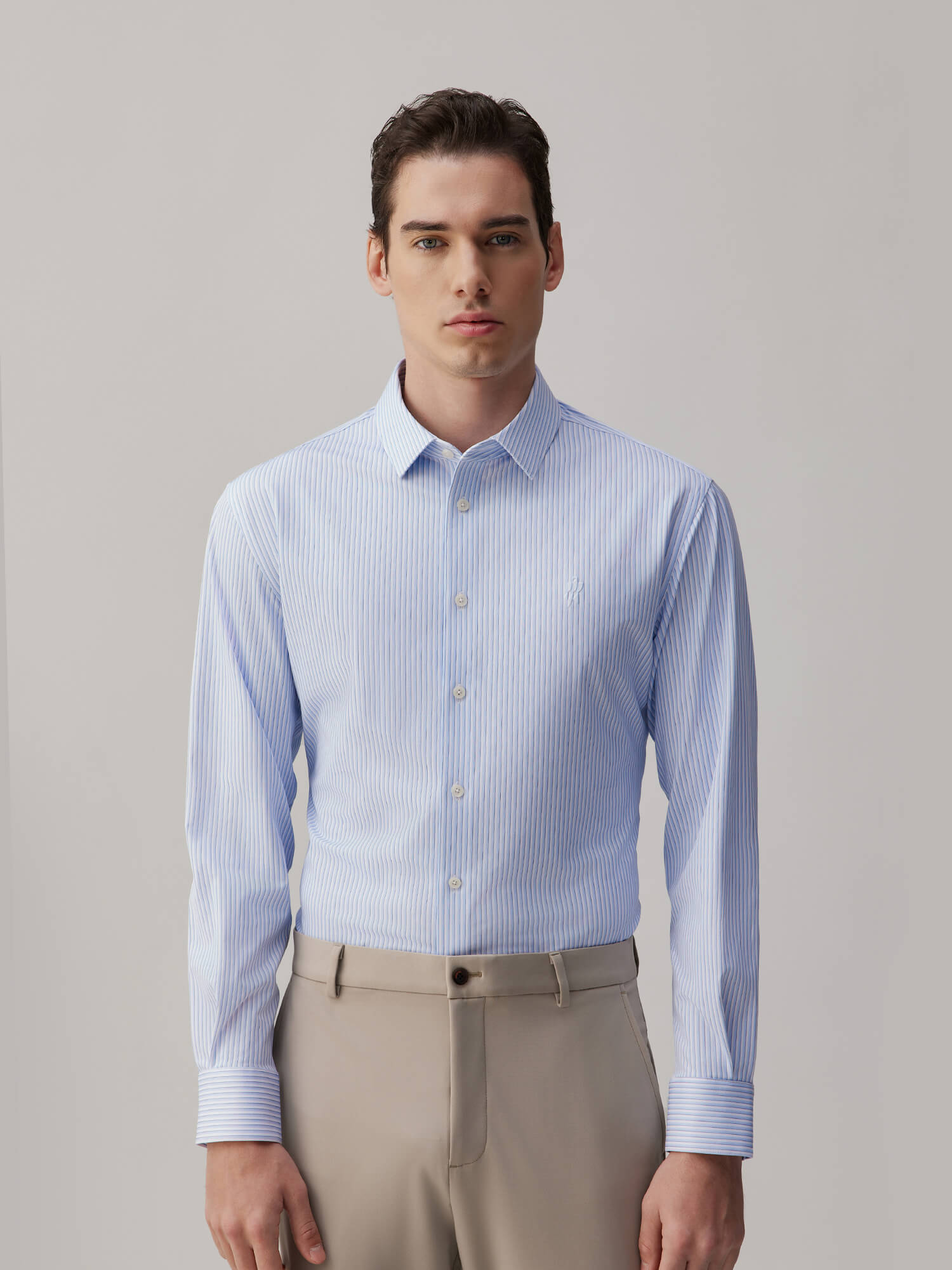 Navy Stripe High-Stretch Shirt