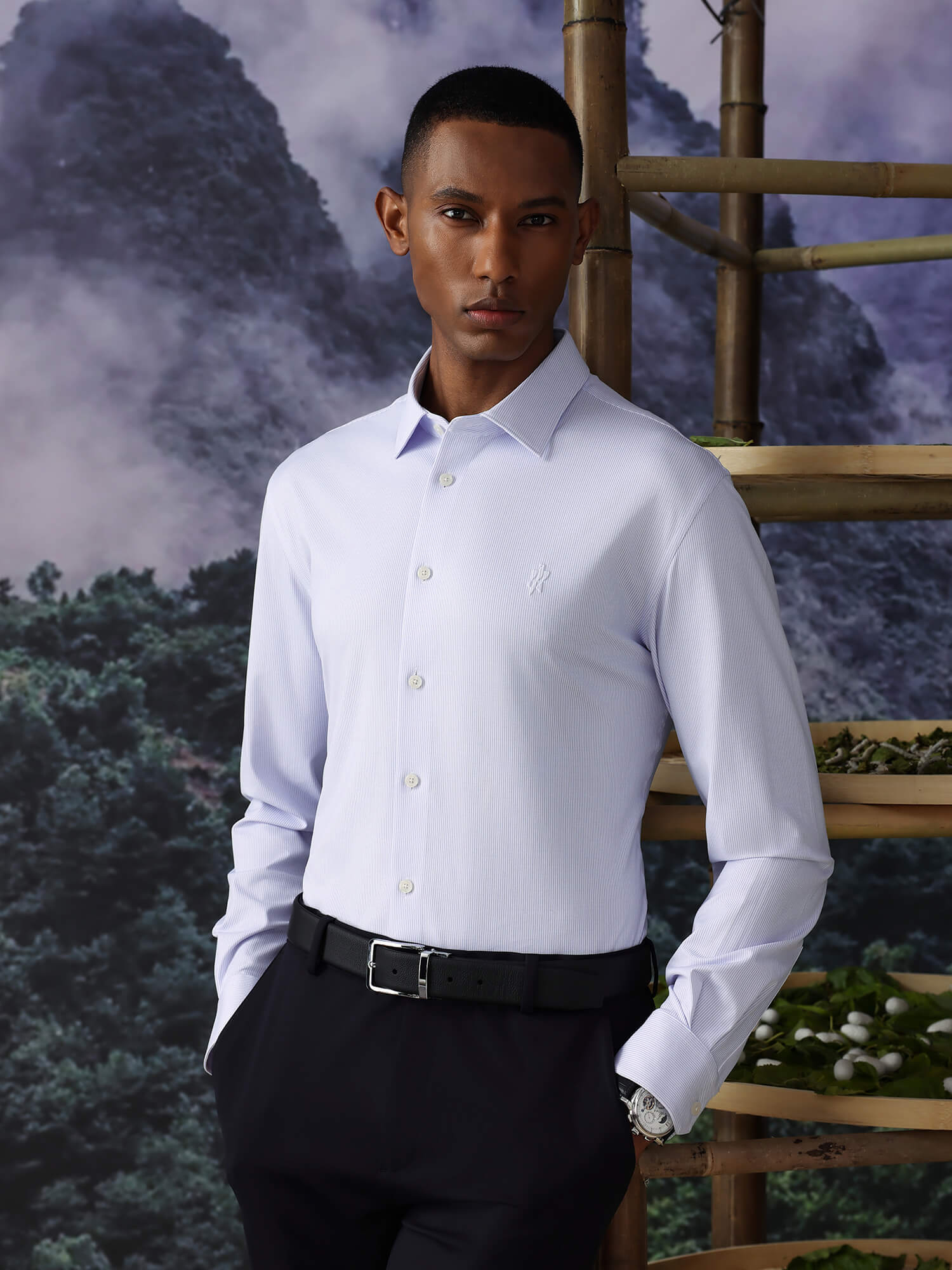Royal Blue Luminous Silk High-Stretch Shirt