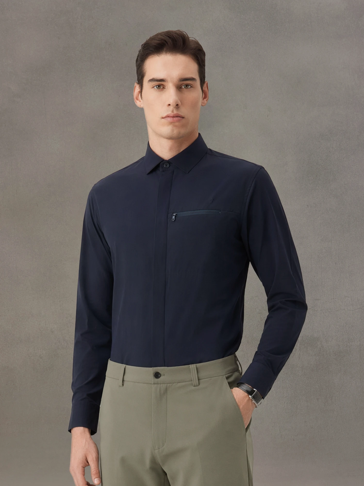 Skyline Navy Travel Stretch Shirt