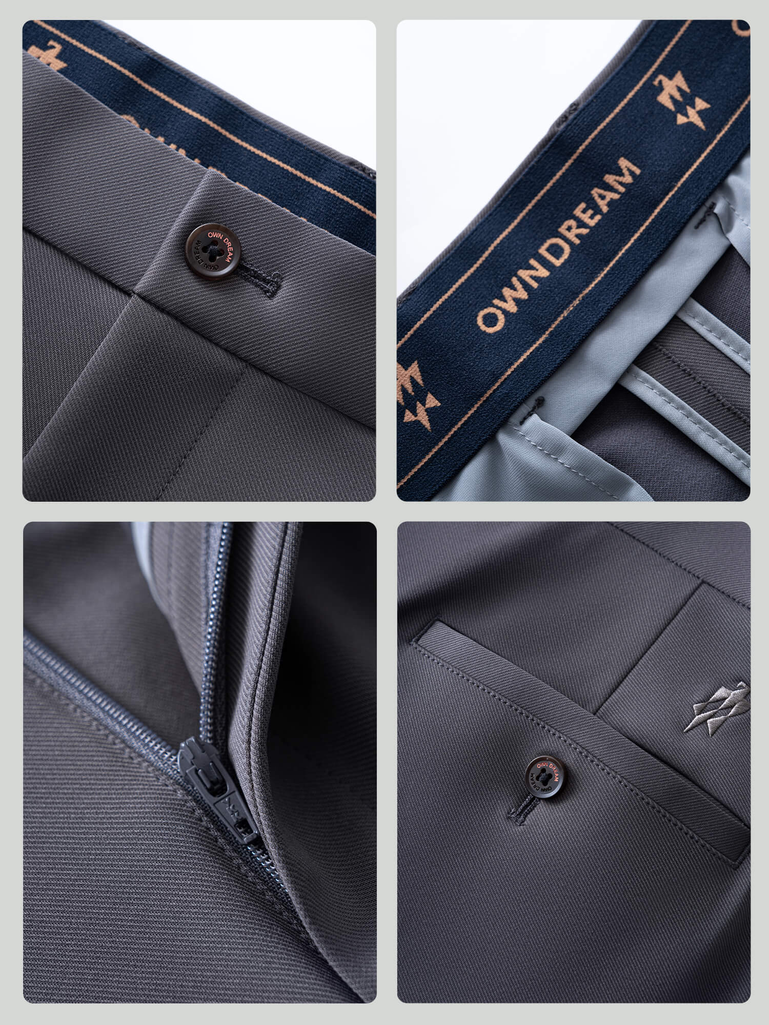 Volcanic Ash Gray Stretch Casual Pants-Own Dream Shirts-Dress Shirts for Men