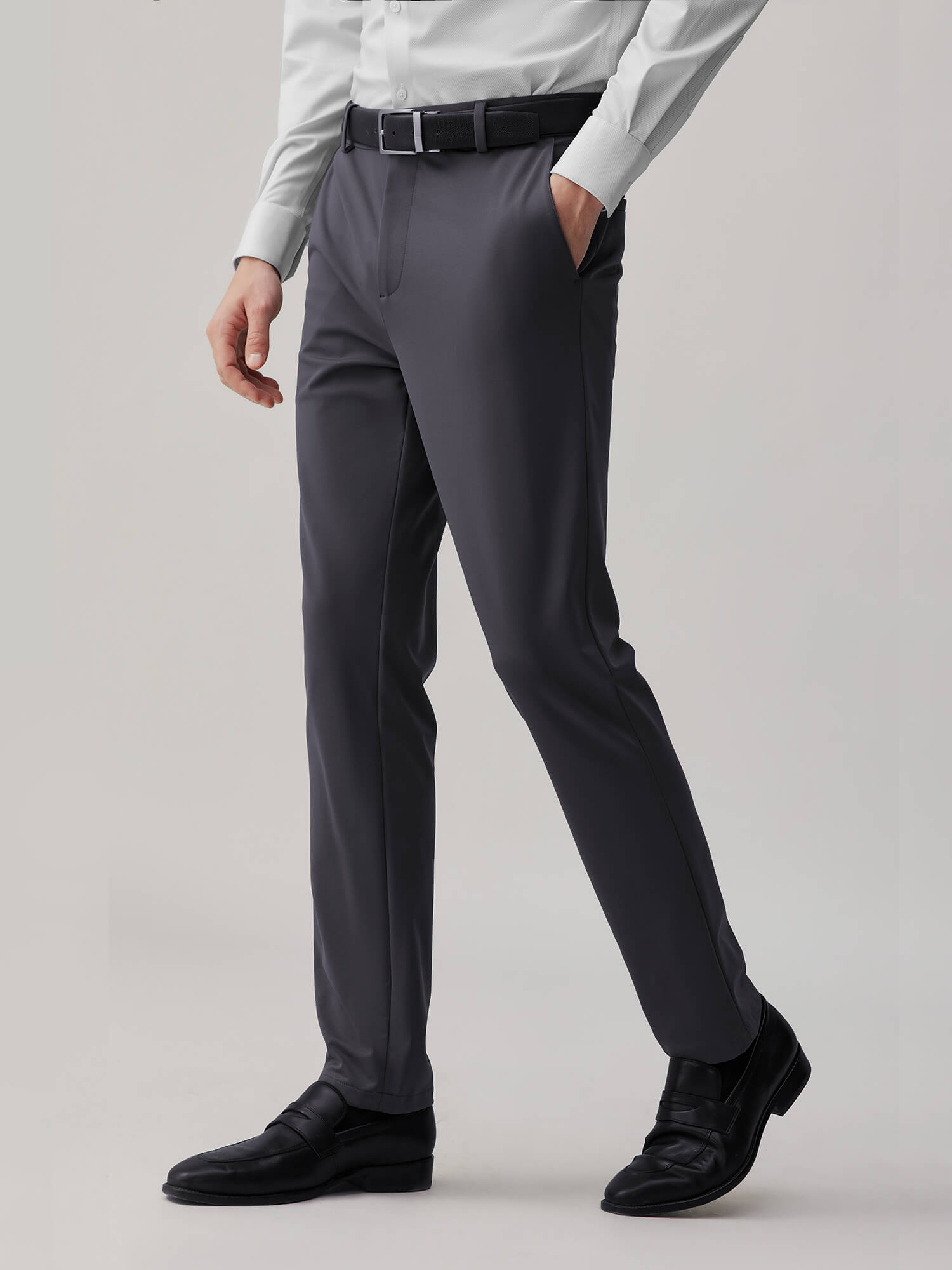 Volcanic Ash Gray Stretch Casual Pants-Own Dream Shirts-Dress Shirts for Men