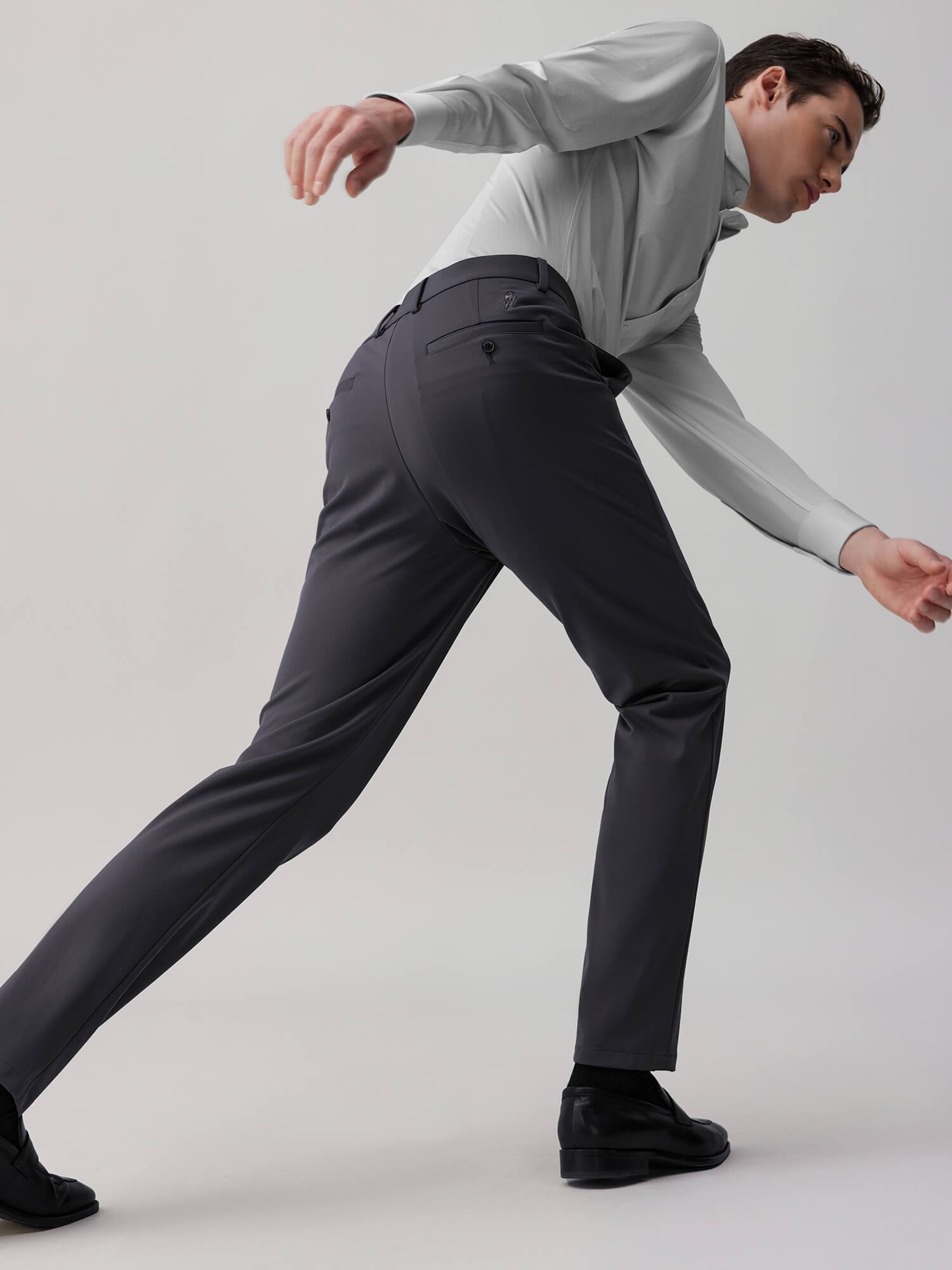 Volcanic Ash Gray Stretch Casual Pants-Own Dream Shirts-Dress Shirts for Men