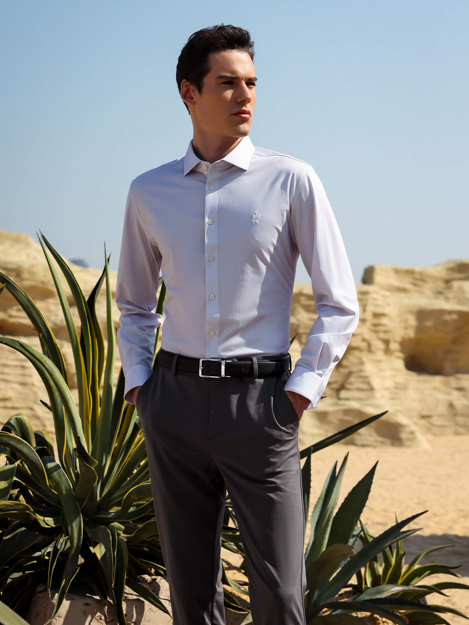 Volcanic Ash Gray Stretch Casual Pants-Own Dream Shirts-Dress Shirts for Men