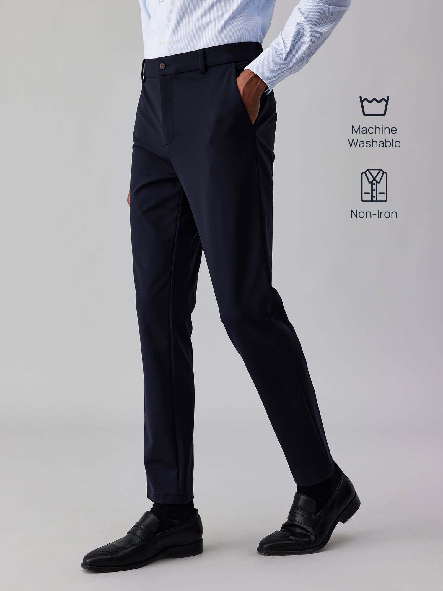 Orion Nebula Navy Blue Stretch Casual Pants-Own Dream Shirts-Dress Shirts for Men
