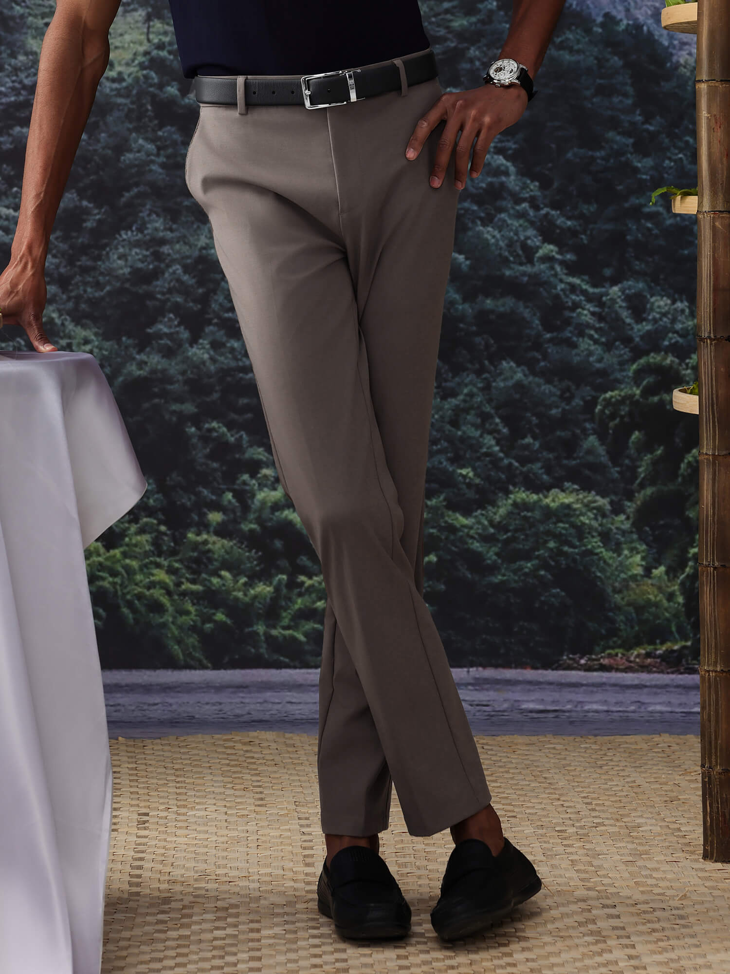 Espresso Silk High-Stretch Pants-Own Dream Shirts-Dress Shirts for Men