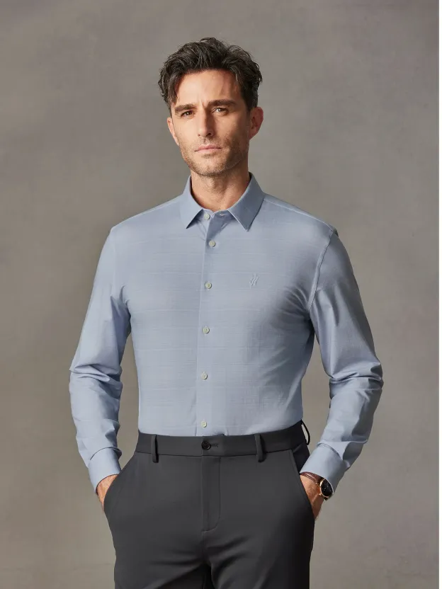 Mist Grey Stretch Mulberry Silk Dress Shirt