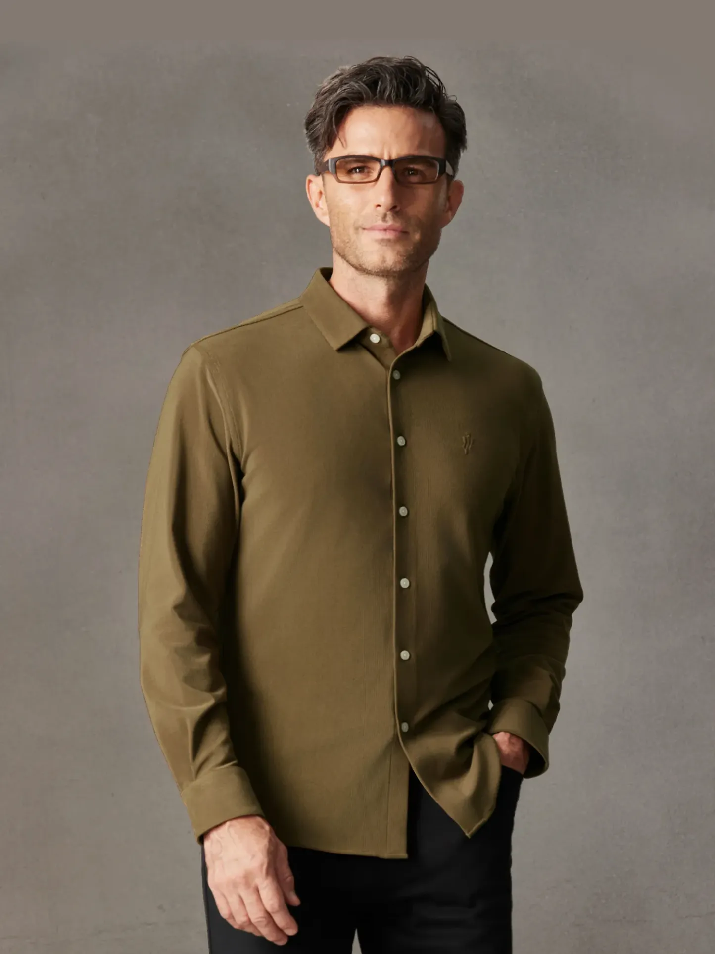 Sunrise Warm Coffee Corduroy Stretch Shirt