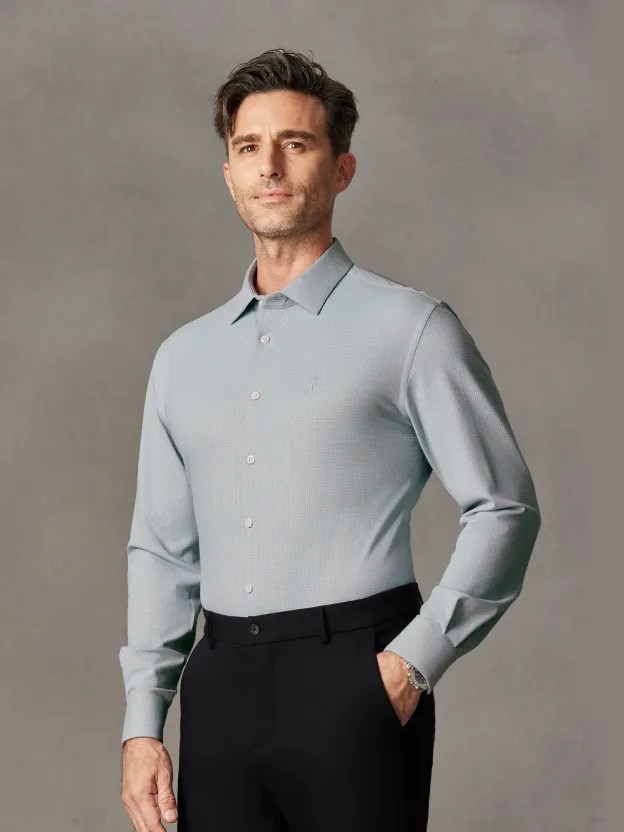 WarmTech Ultra Moonlight Gray Check Cashmere Stretch Shirt