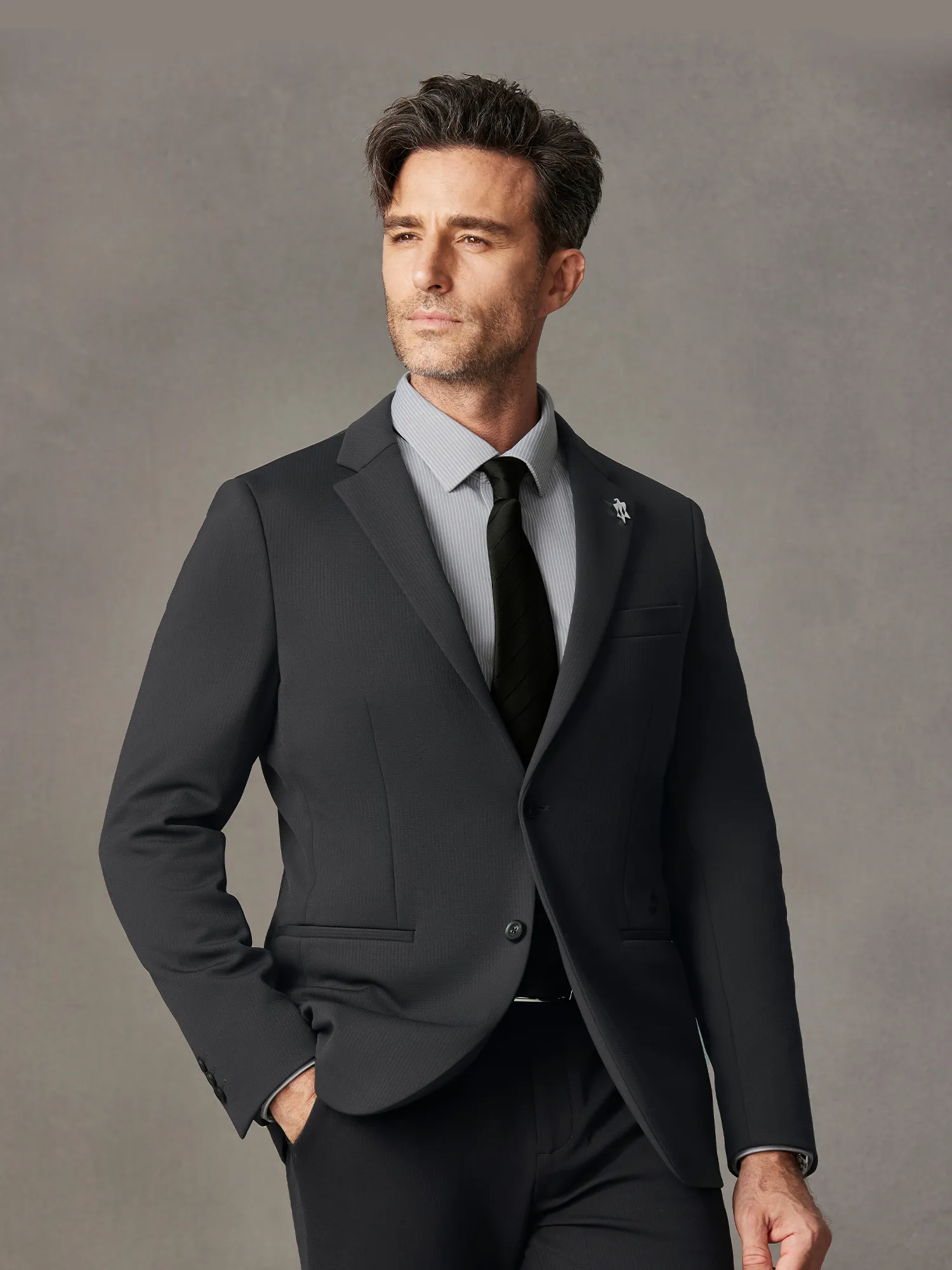 WarmTech Pro Falcon Gray Shadow Plaid Stretch Blazer