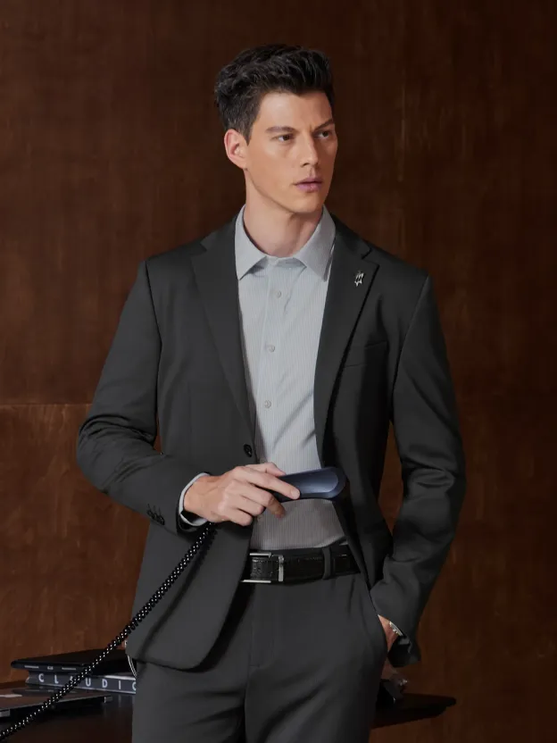 WarmTech Pro Falcon Gray Shadow Plaid Stretch Blazer