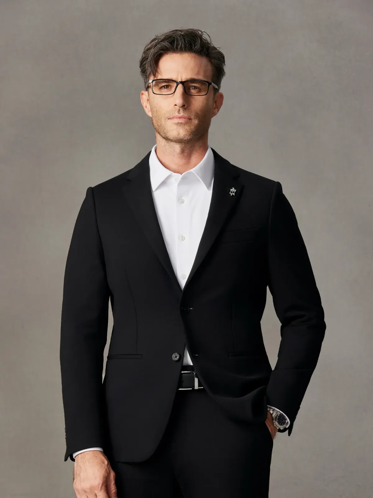 WarmTech™ Comfort Stretch Plaid Blazer - Falcon Black Shadow Plaid