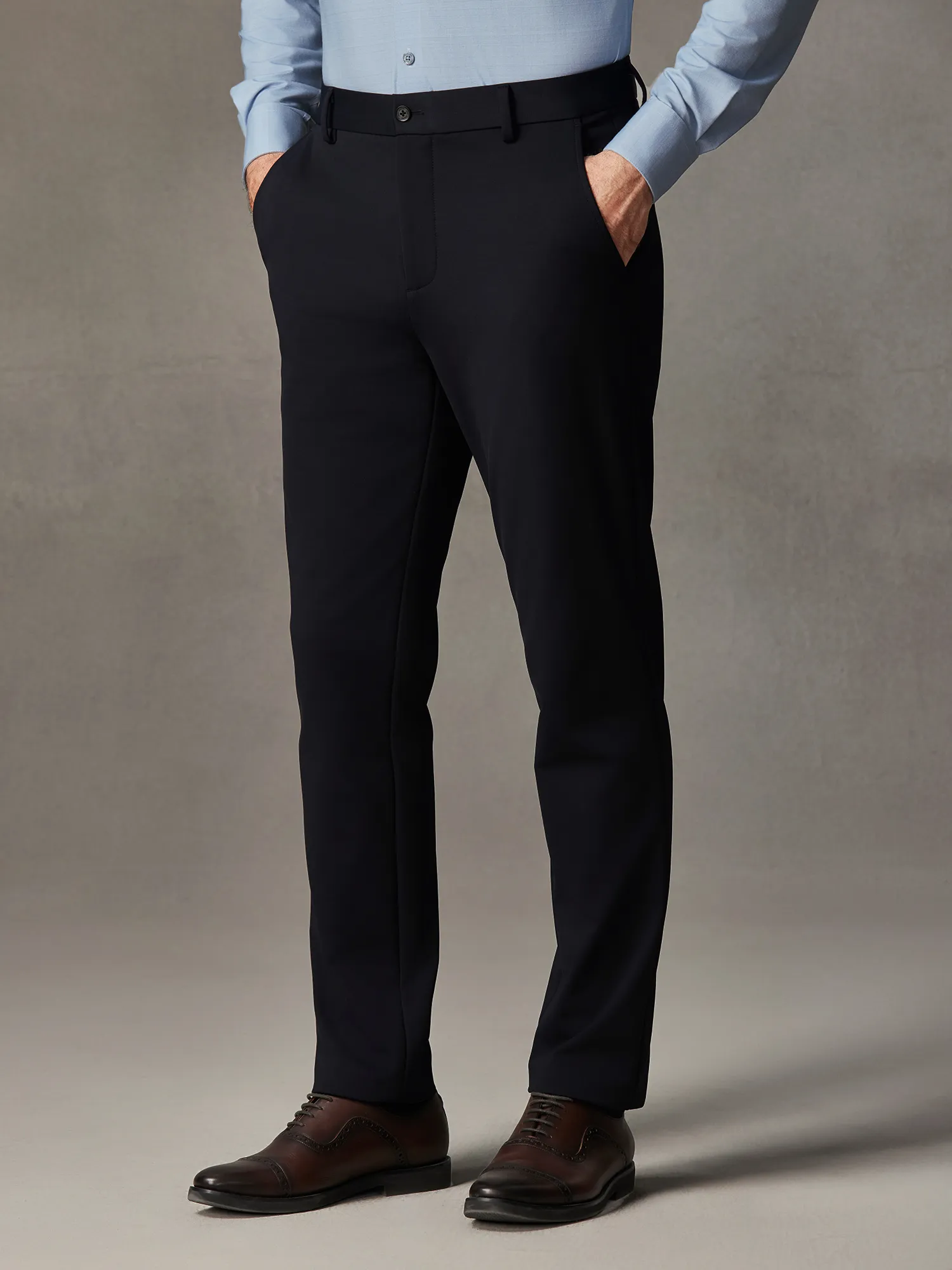 Midnight Navy Check Stretch Pants