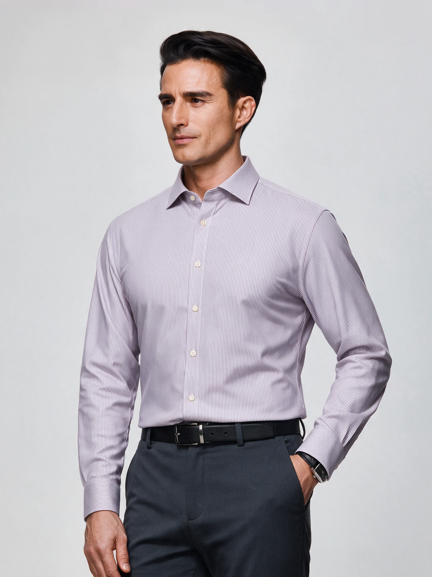 Mauve Stripe Stretch Shirt