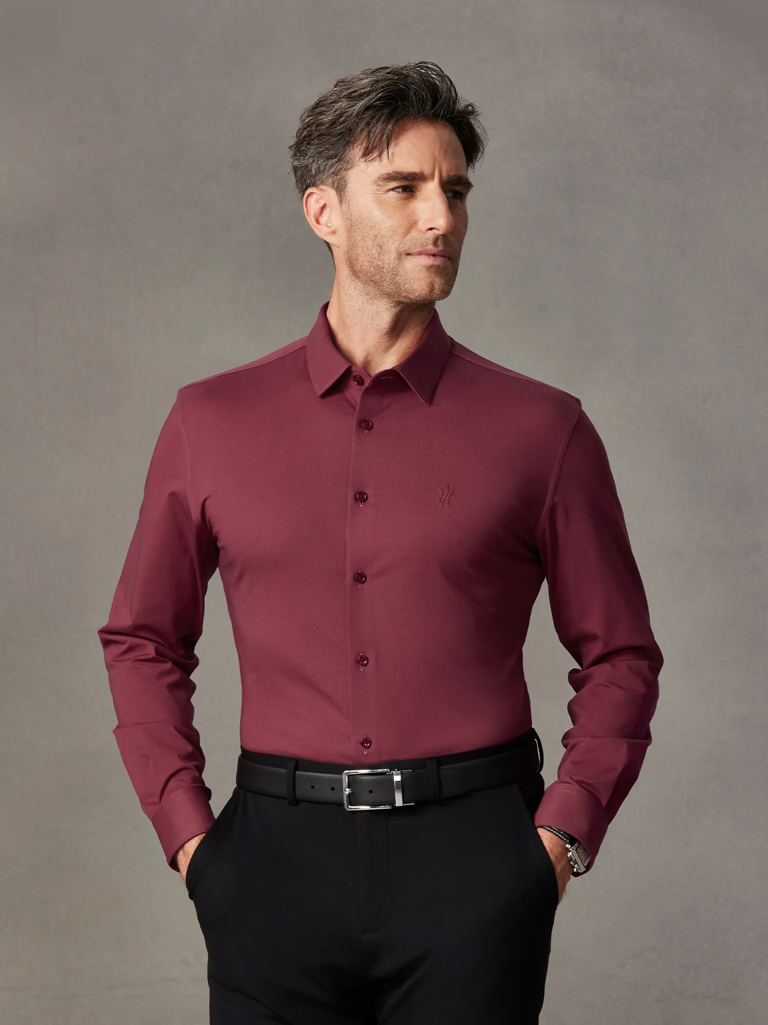 Deep Sangria Red Stretch Shirt