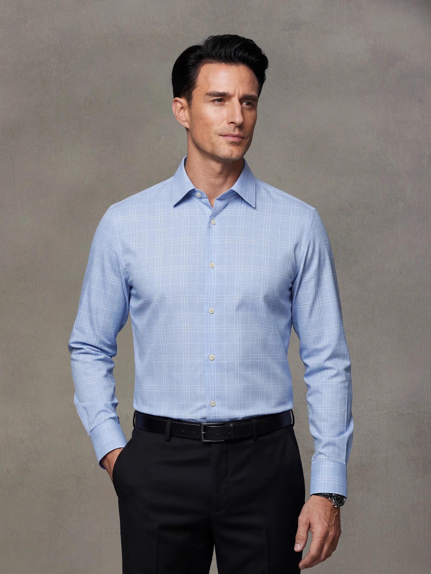 AirFlex Pro™ Sky Blue Check Stretch Shirt
