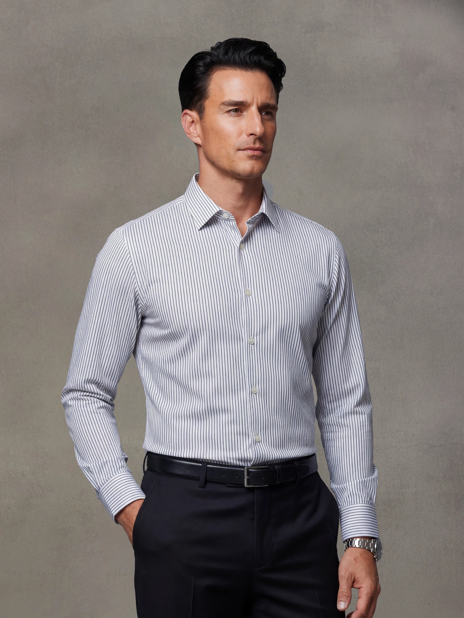 AirFlex Pro™ Stone Gray Stripe Stretch Shirt