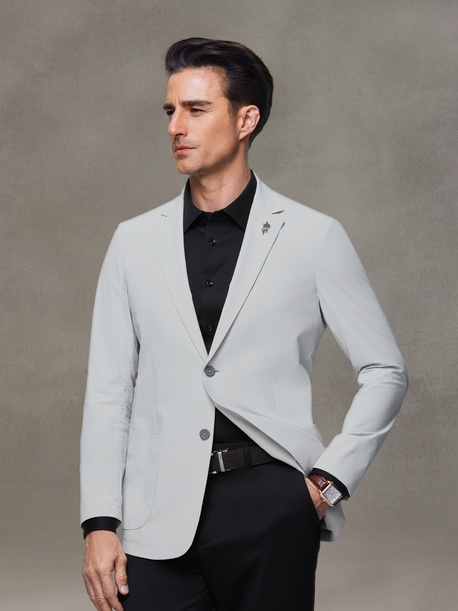 Snow Cloud Gray Stretch Casual Blazer