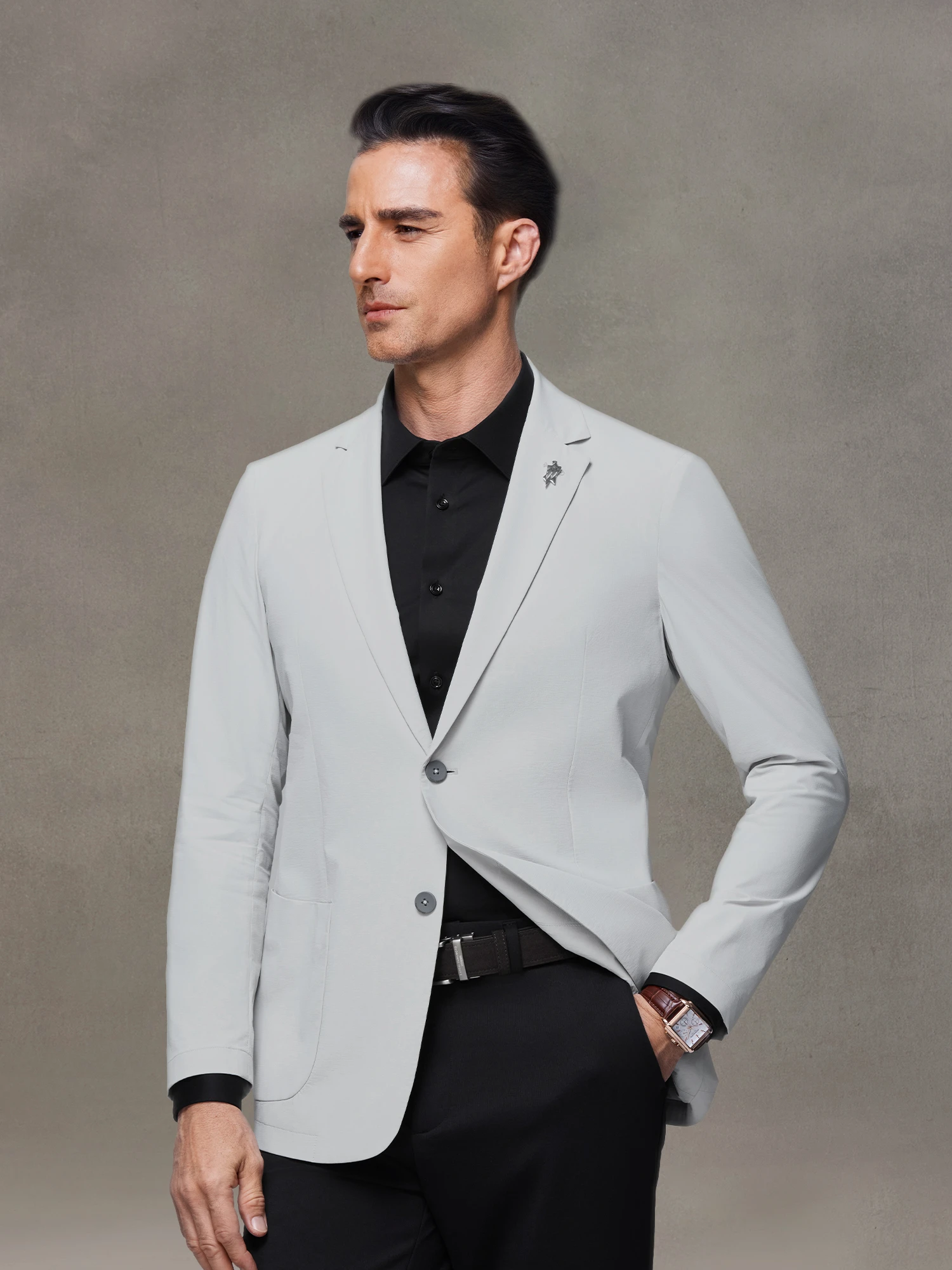 Snow Cloud Gray Stretch Casual Blazer