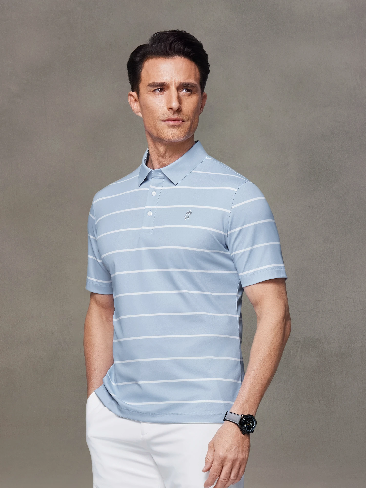 Clear Sky Blue Stripe Stretch Polo