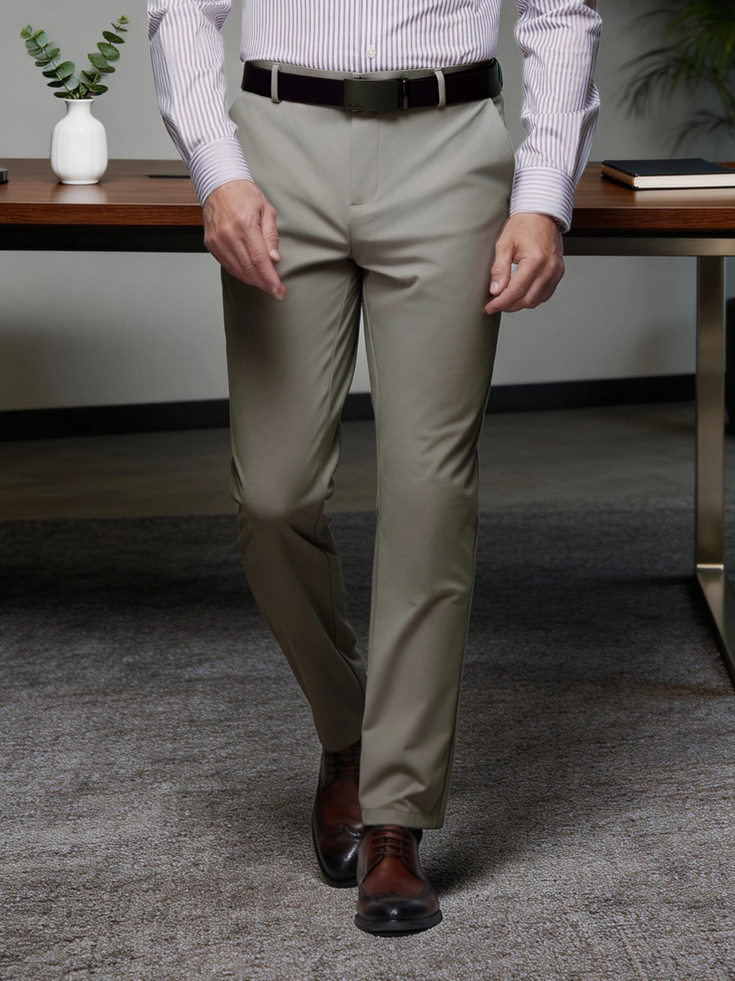 Sandstone Khaki Stretch Casual Pants