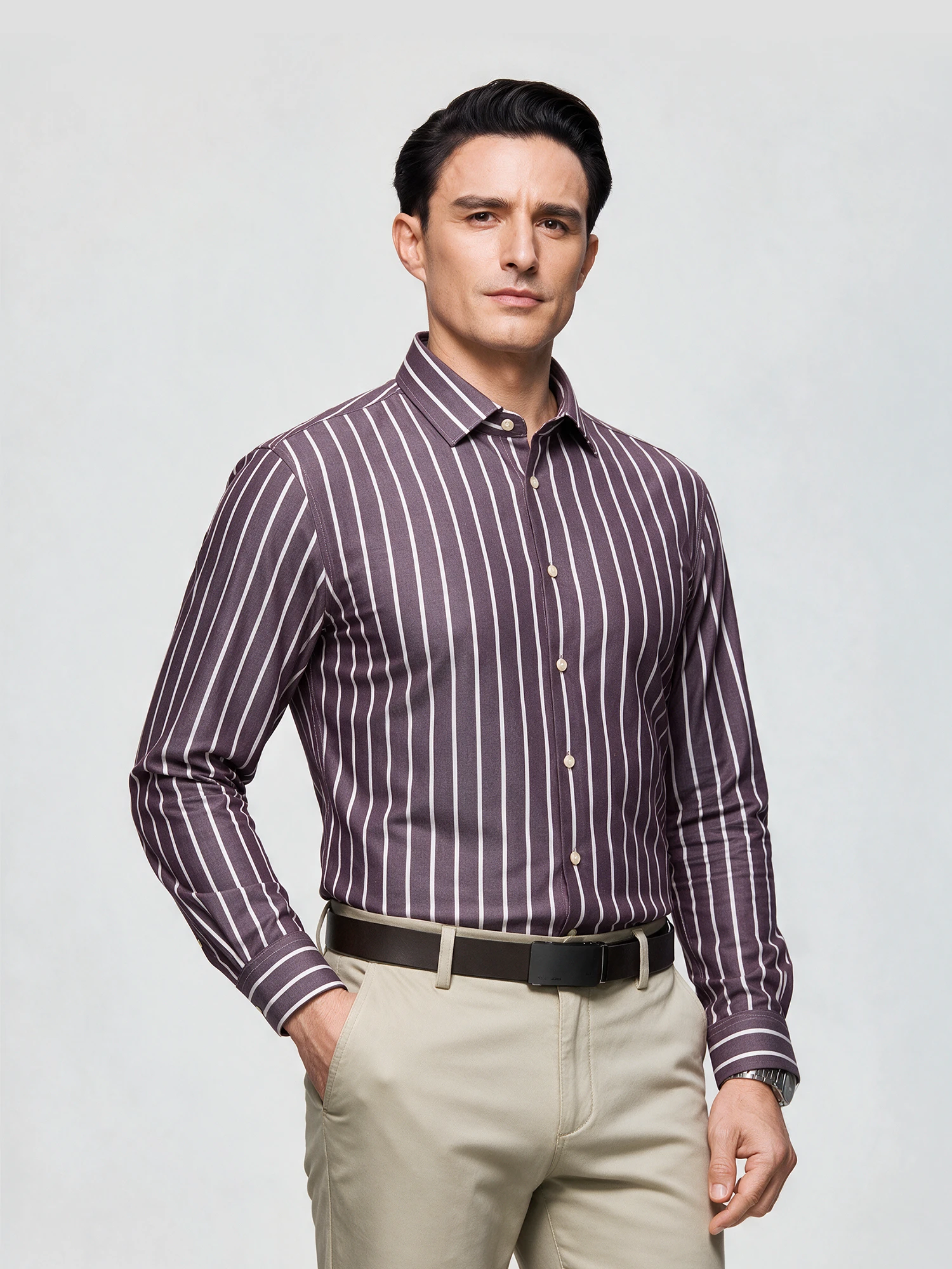 Lavender Stripe Stretch Shirt