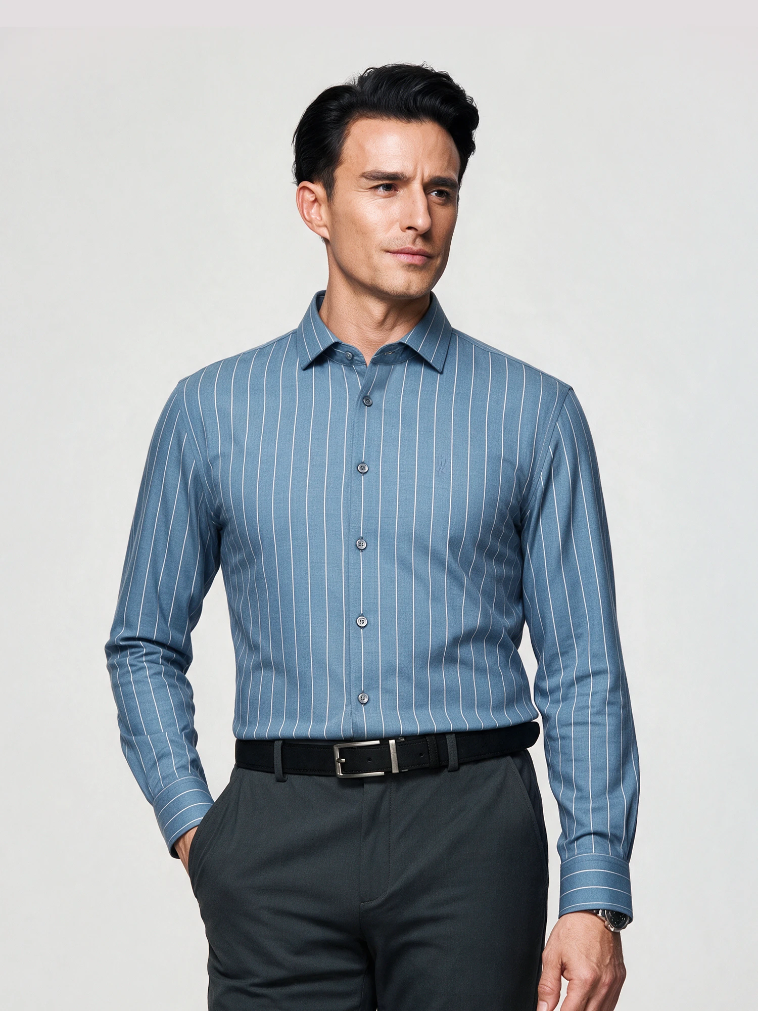 Ocean Mist Blue Stripe Stretch Shirt