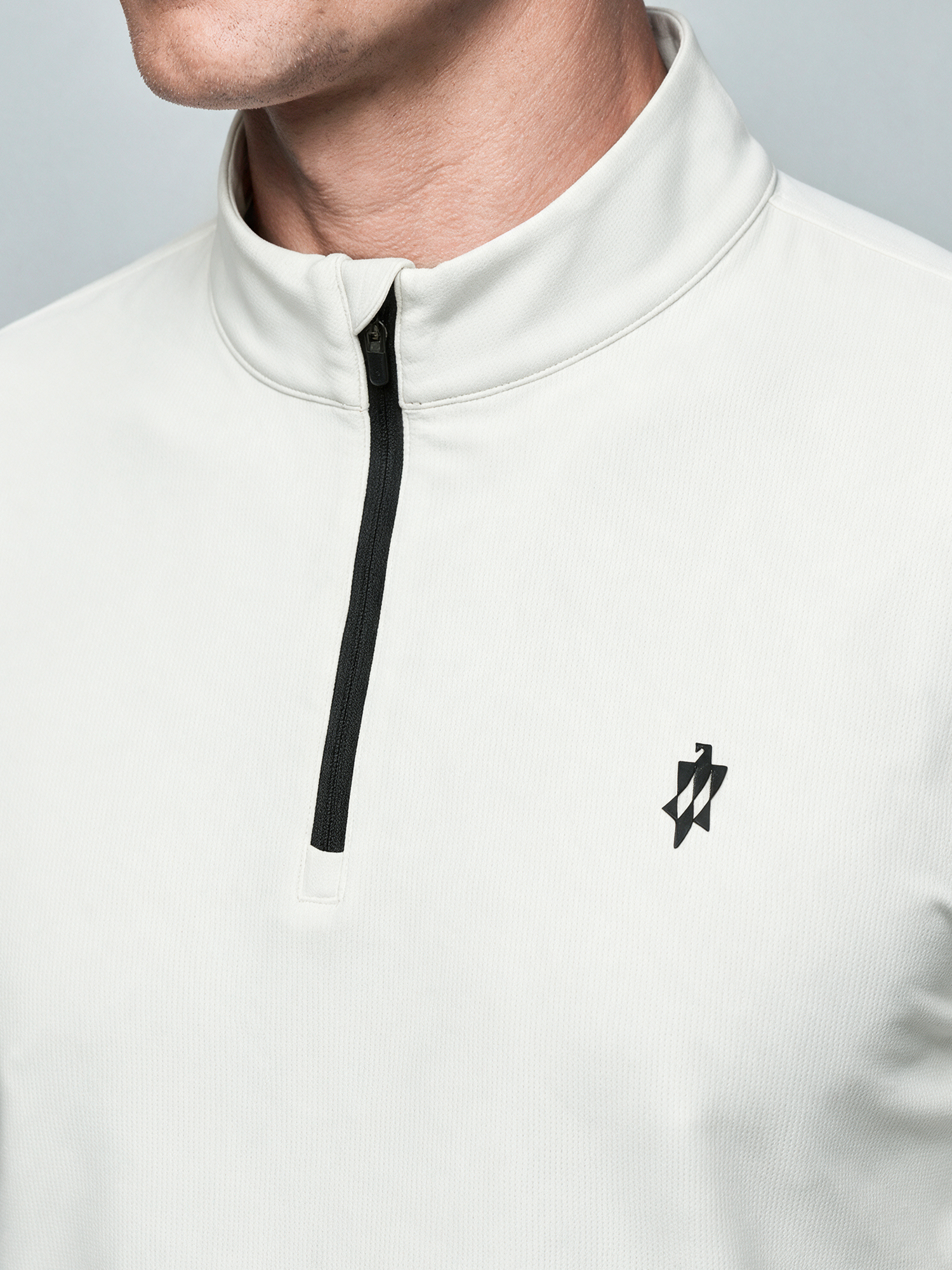 Ivory White Long-Sleeve Stretch Polo