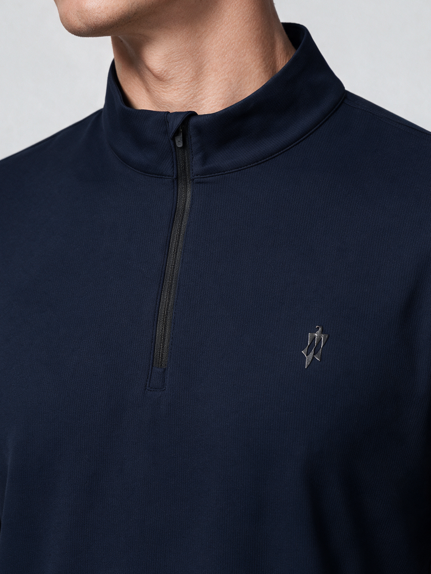 Deep Navy Long-Sleeve Stretch Polo