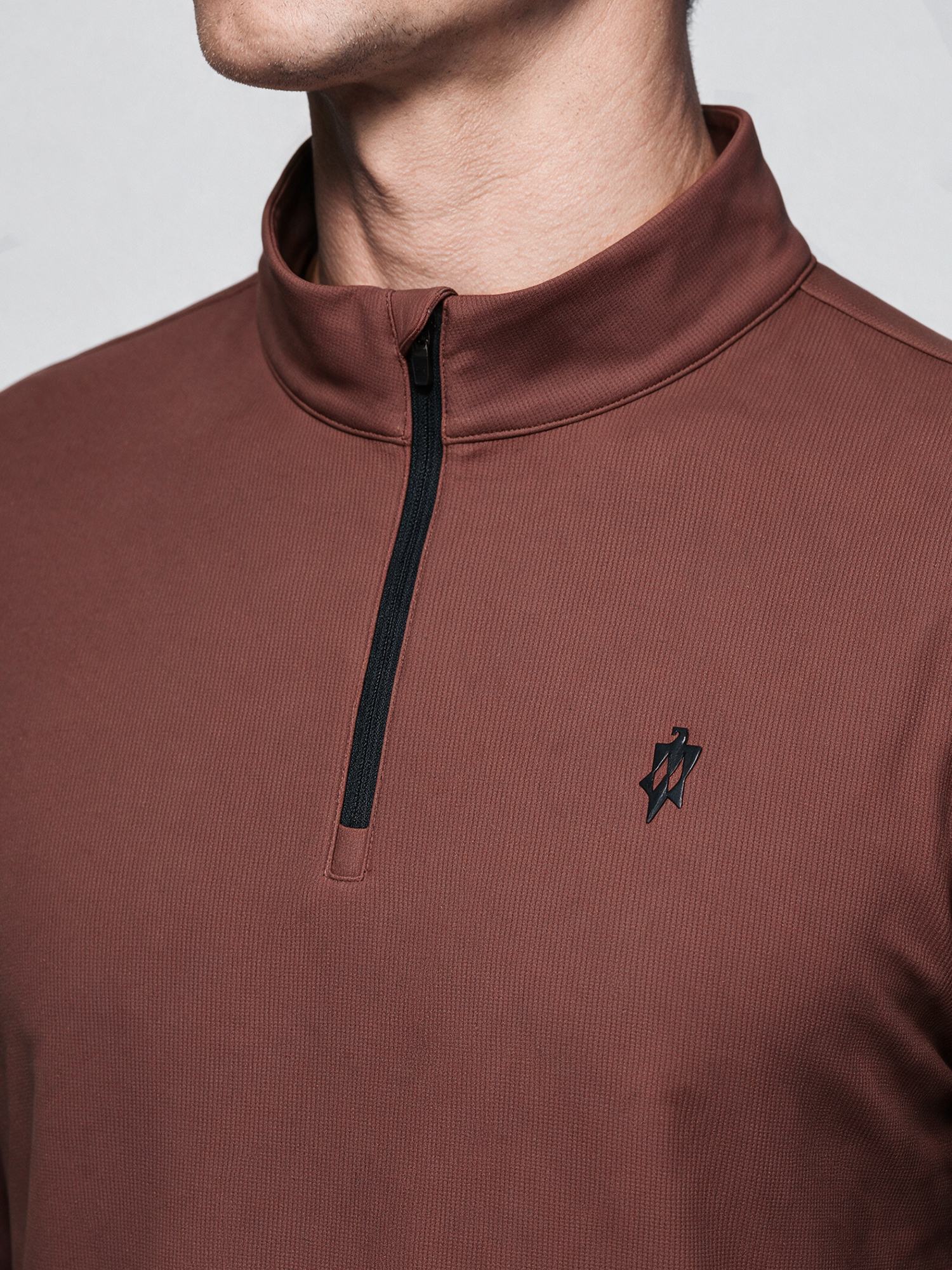 Oak Brown Long-Sleeve Stretch Polo