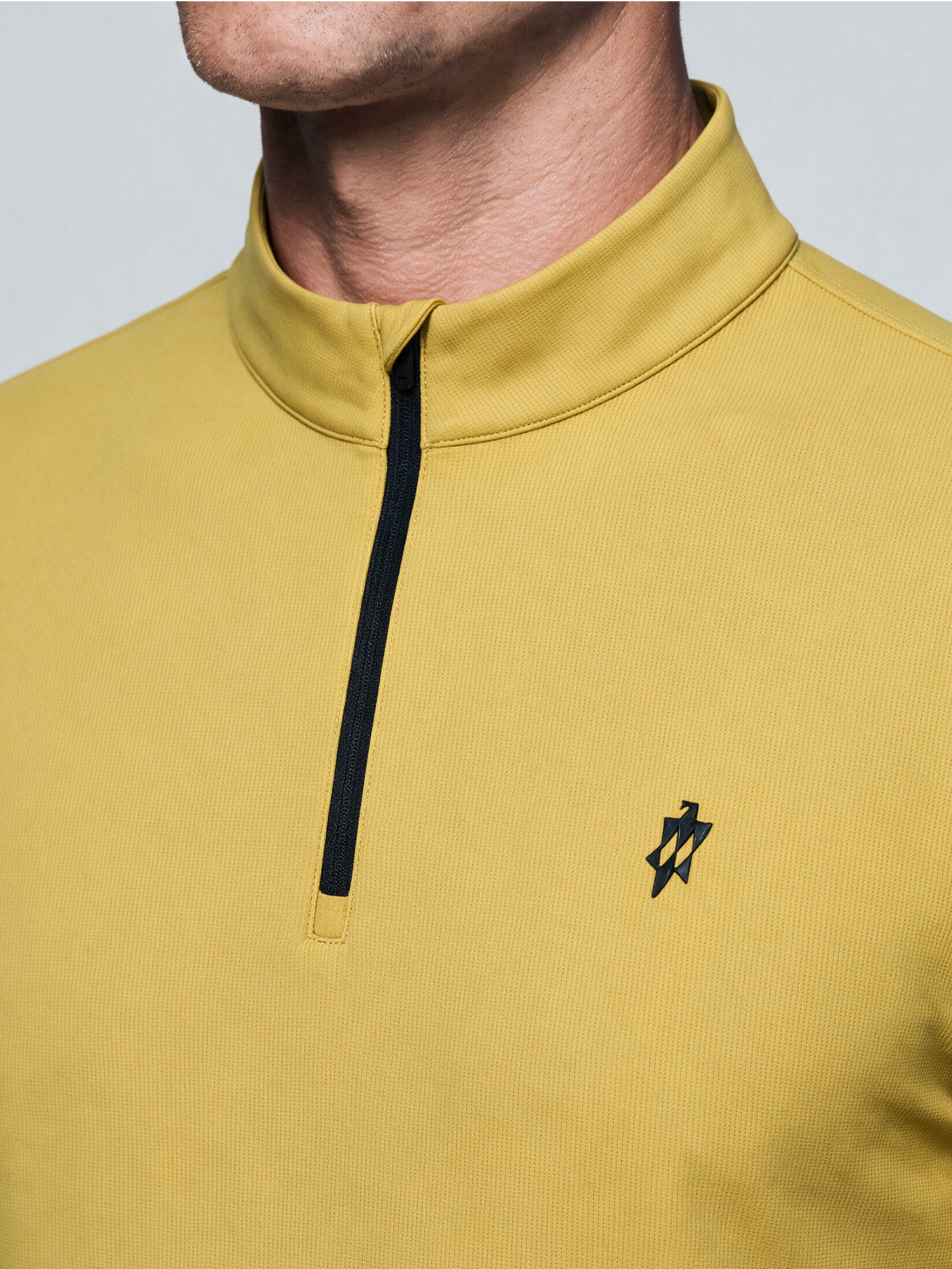 Amber Gold Long-Sleeve Stretch Polo
