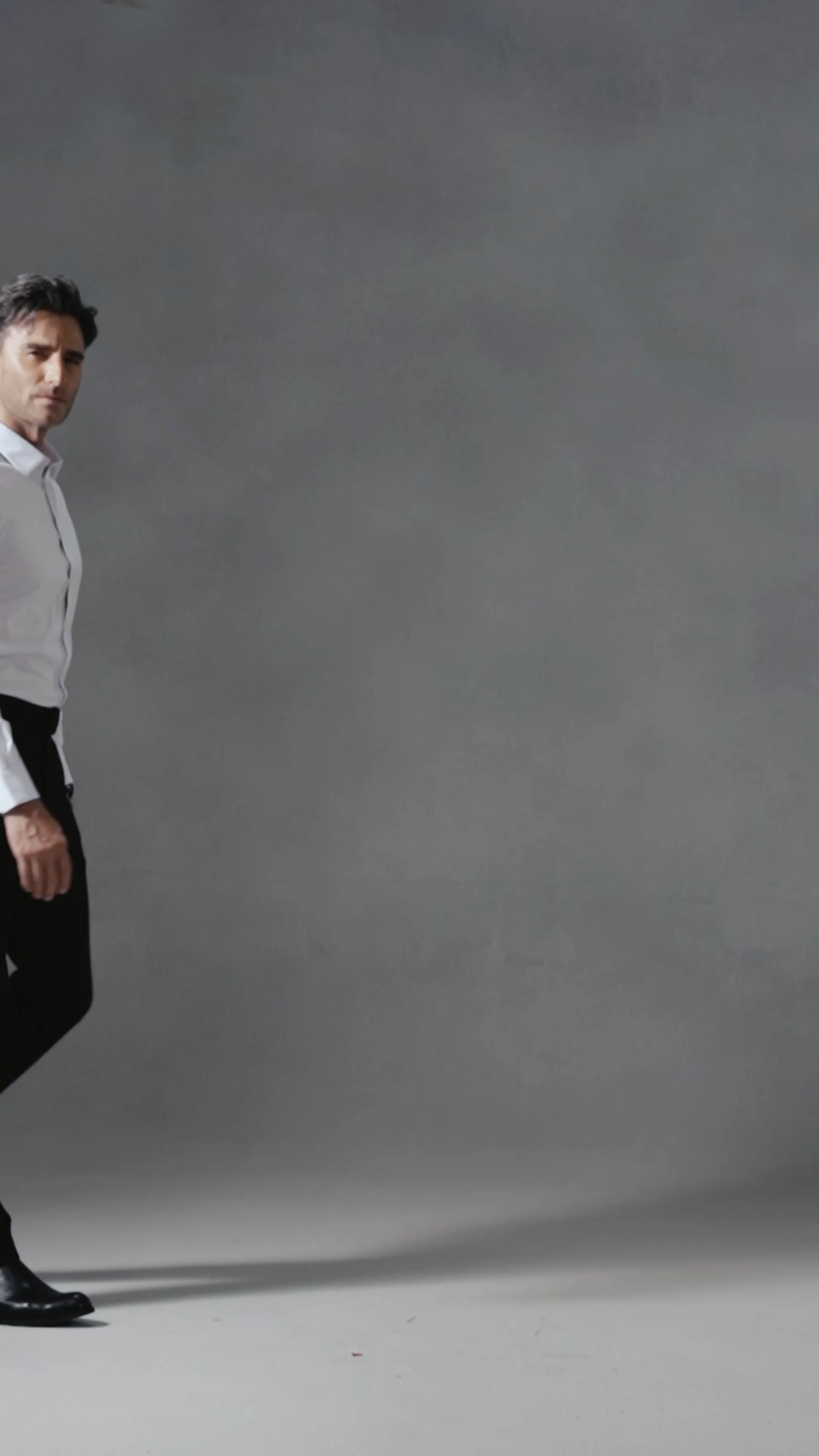 Classic White Stretch Shirt & Black Pants Set