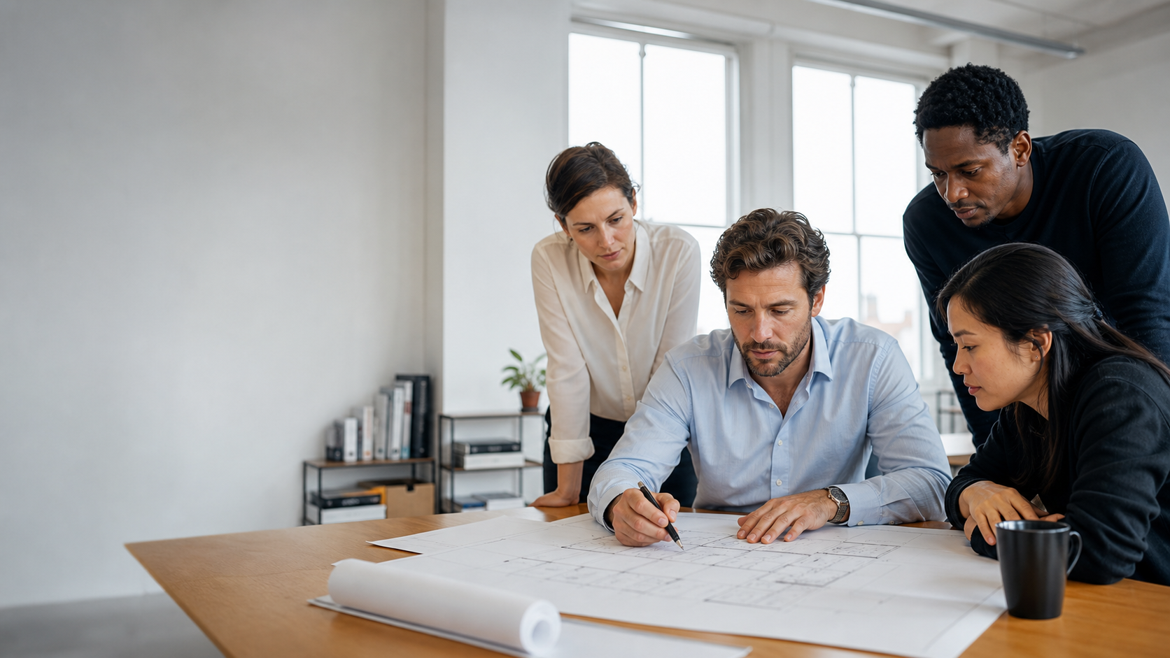 Founder and team focused on a business decision
