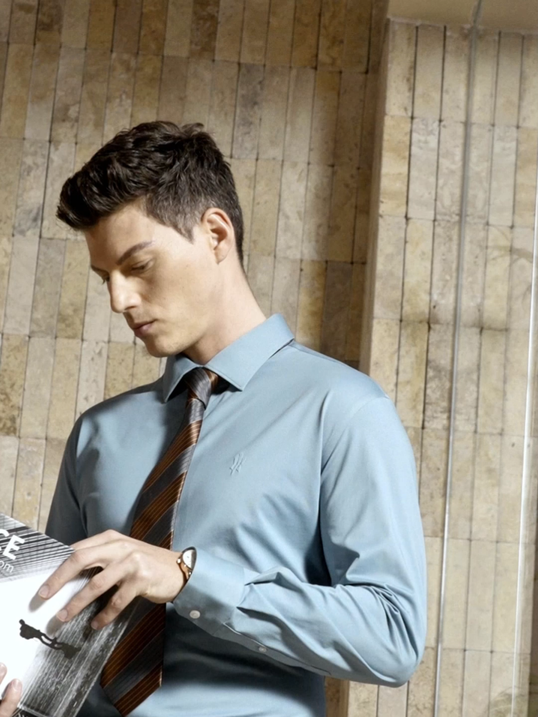 Fog Blue Pima Cotton High-Stretch Dress Shirt