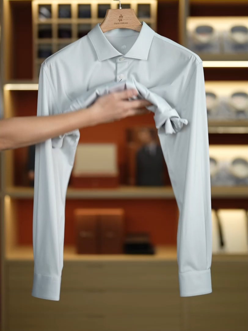 Frost Grey Silk High-Stretch Shirt