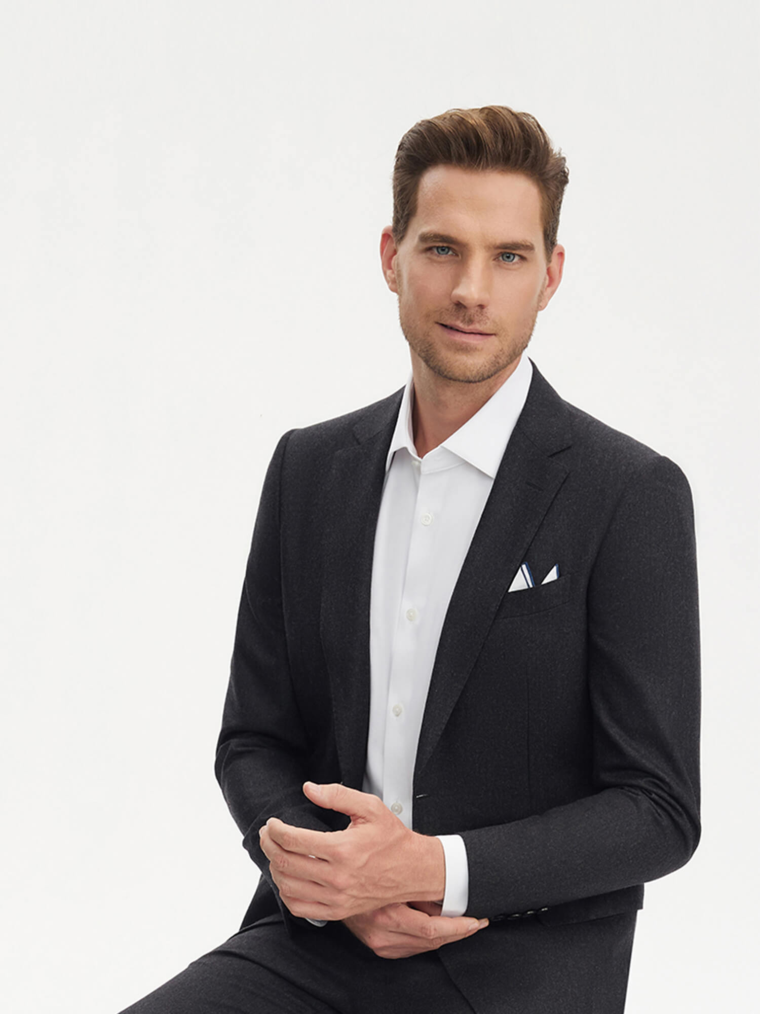 Bright White Polka Dot Pocket Square-Own Dream Shirts-Dress Shirts for Men