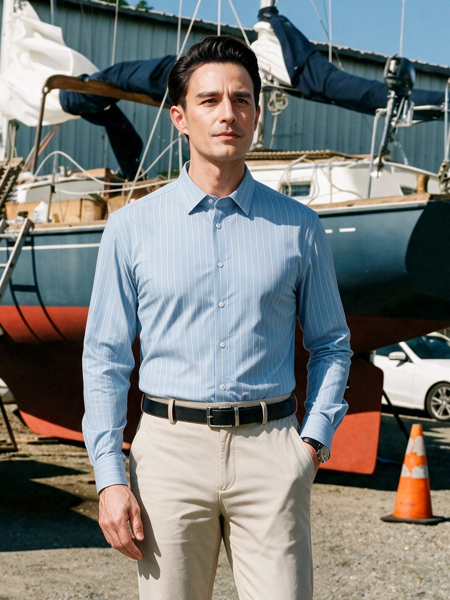 Frost Blue Stripe Stretch Shirt