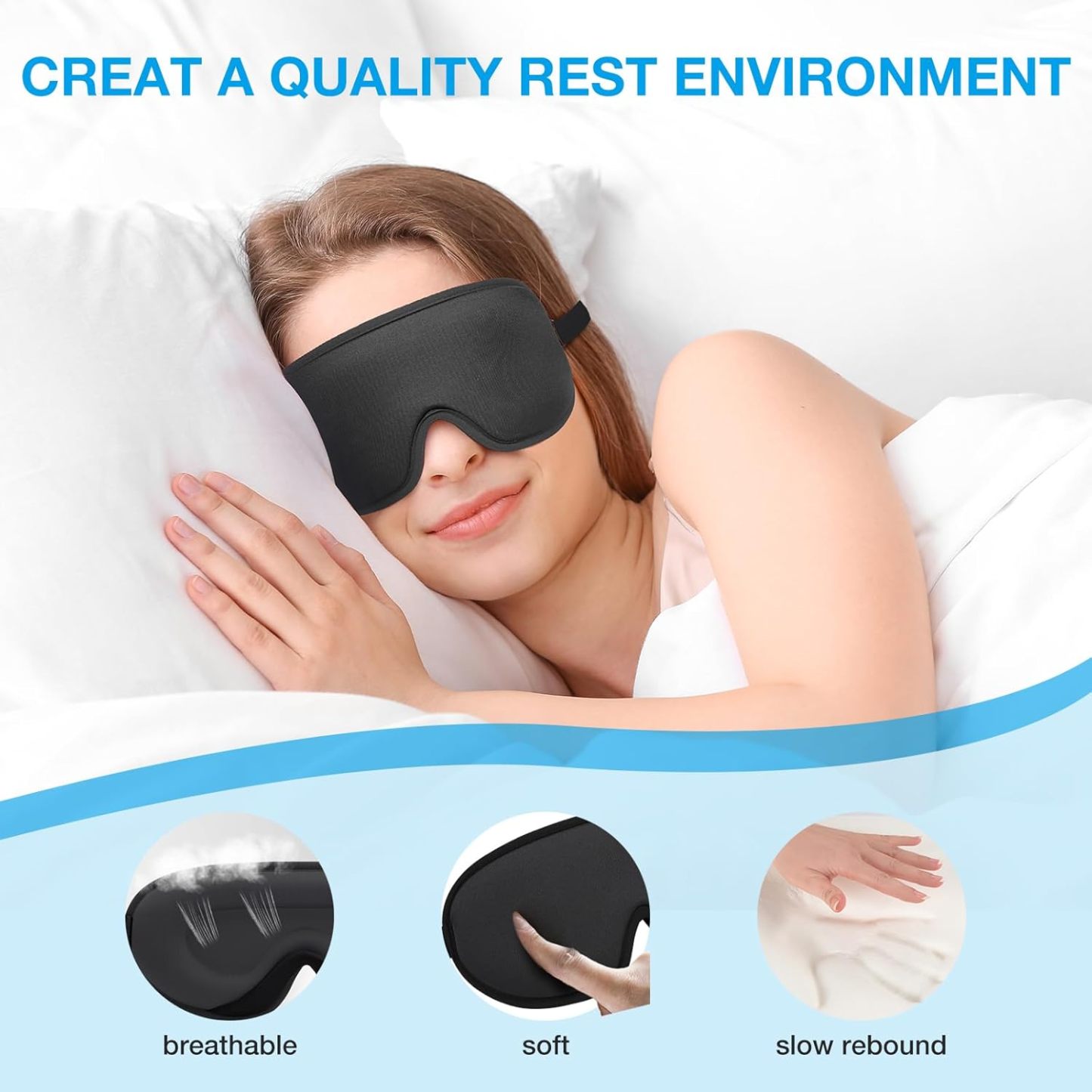 LYSIAN Sleep Eye Mask, 3D Concave Structure Comfortable and Pressure-Free, Blackout Eye Covers with earplugs for Sleeping and Travel…