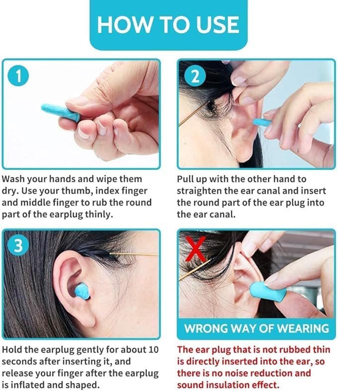 Ultra Soft Foam Earplugs 60 Pairs, 38dB SNR Noise Reduction Ear Plugs for Sleeping, Snoring, Work, Travel, Shooting and All Loud Events, Lysian