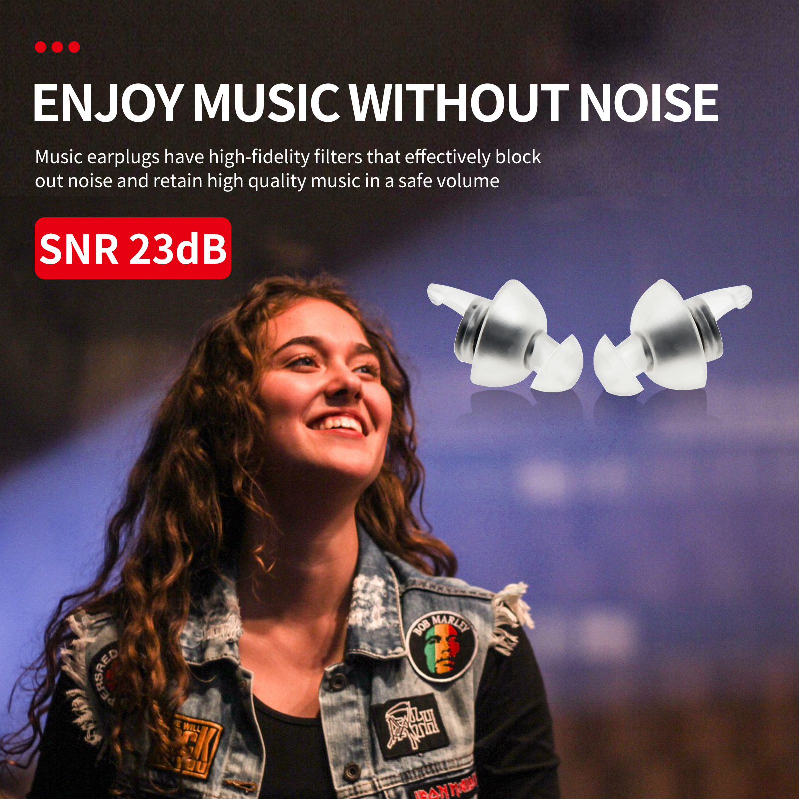 LYSIAN High Fidelity Ear Plugs for Concert- Ergonomic Fit Reusable Noise Reduction Earplugs for Musicians, Motorcycle, Music Festival, Games, DJs, Drumline - 2 Pairs Pack