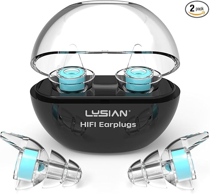 LYSIAN High-Fidelity Ear Plugs for Concert, Reusable Musicians Earplugs for Noise Reduction 18dB, Perfect for Music Festivals, Raves, Drummers & DJs, 2 Pairs (L+S) - Clear Sound & Comfortable Fit